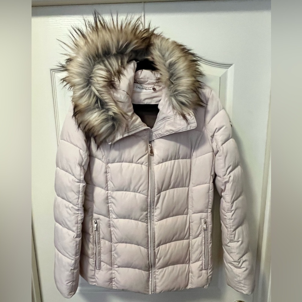 Calvin Klein Puffer Jacket with Faux Fur Hood